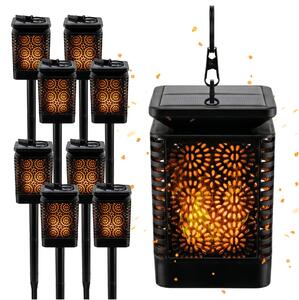 BLIXTAR 8x Solar 3in1 lampada LED da giardino, lanterna, torcia effetto fiamma lanterna