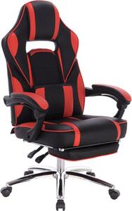 Sedia da gioco Happyment Manchester – Rossa – Ergonomica – Regolabile in altezza – Con schienale e braccioli – Pelle finta
