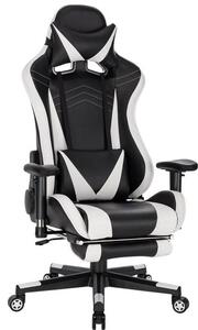 Sedia da gioco Happyment Luxe - Sedia ergonomica da gioco e da ufficio con poggiapiedi - Regolabile in altezza - Bianco - Similcuoio