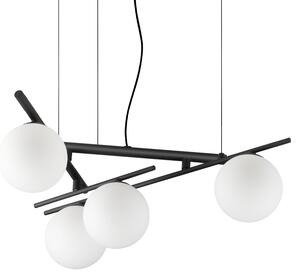 Lampada A Sospensione Atlas 4 Luci G9 Finitura Nero Altezza Regolabile Ideal Lux