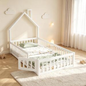Letto a terra Ball & Cast, modello 90x200, trasformabile in lettino per bambini con sponde laterali, colore bianco