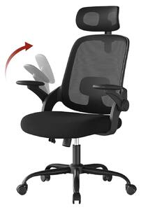 Sedia da ufficio ergonomica - Sedia da computer regolabile - Tessuto a rete - Regolabile in altezza - Girevole - Con poggiatesta - Con supporto lombare regolabile - Colore: nero