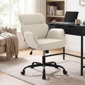 Sedia da ufficio CLP Amado, rivestita in Pelle finta, regolabile in altezza, girevole a 360°, con schienale reclinabile fino a 135 kg | Colore: crema