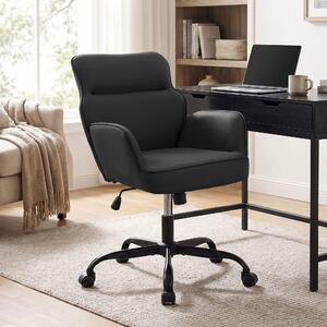 Sedia da ufficio CLP Amado, rivestita in Pelle finta, regolabile in altezza, girevole a 360°, con schienale fino a 135 kg | Colore: nero