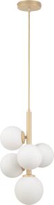 Lampada a sospensione decorativa moderna in oro 5 sfere di vetro bianche Perla 5xG9 12W Sigma Lighting