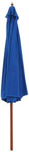Ombrellone da Esterni con Palo in Legno 350 cm Blu