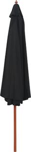 Ombrellone da Esterni con Palo in Legno 350 cm Nero
