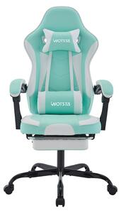 Sedia da gaming - Sedia da ufficio ergonomica con poggiapiedi - Regolabile in altezza - Cuscino lombare - Poggiatesta - Braccioli - Colore: verde