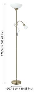 EGLO 82844 - Lampada con piedistallo UP 2 1xE27/60W + 1xE14/25W ottone