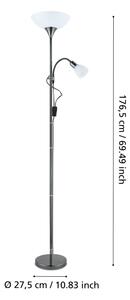 Eglo 93917 - Lampada da terra UP 2 1xE27/60W/230V + 1xE14/25W/230V cromo nero