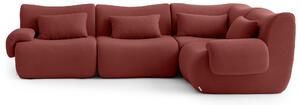 MILYSOFA SOFATIME Divano angolare modulare a 4 posti, raffinato tessuto a riccioli, rosso terracotta