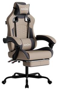 Sedia da gaming ergonomica - Sedia da ufficio in stile racing - Regolabile in altezza - Rotante con ruote - Supporto per la testa e per la zona lombare - Braccioli - Beige