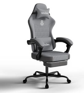 Sedia da gaming - Sedia da ufficio ergonomica - Con poggiapiedi - Regolabile in altezza - Rotazione a 360° con rotelle - Con braccioli - Grigio chiaro