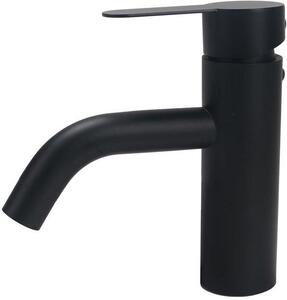 Rubinetto da lavabo nero Ibenzoa® con doppia maniglia – acciaio inossidabile (SUS304), beccuccio curvo, miscelatore monocomando per acqua calda e fredda, completo di 2 tubi da 60 cm