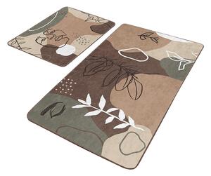 Set di tappetini per il bagno in velluto marroni 2 pz 60x100 cm Abstract Faces – Mila Home