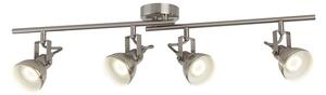 Plafoniera Contemporanea Focus Spotlight Acciaio Argento Bianco 4 Luci Gu10