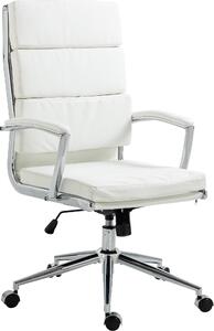 Sedia da ufficio CLP Cleveland I: rivestimento in vera pelle, ecopelle o tessuto | Colore: bianco | Materiale: ecopelle