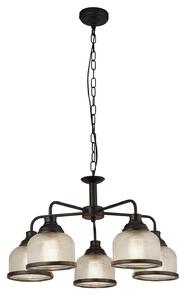 Lampadario Contemporaneo Highworth Acciaio Nero Vetro Trasparente 5 Luci E27