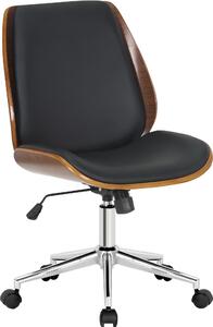 Sedia da ufficio Mitch - rivestita in ecopelle, struttura in legno, telaio cromato - Colore: nero