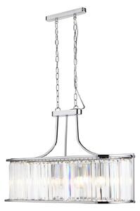 Lampadario Contemporaneo Victoria Acciaio Cromo Vetro 5 Luci E27
