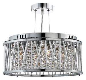 Lampadario Contemporaneo Elisa Acciaio Cromo Vetro 3 Luci G9