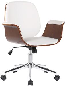 Sedia da ufficio Kemberg - ecopelle, legno noce - Bianco