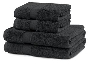 Set di asciugamani per viso e corpo tipo terry grigio scuro in cotone 4 pz Marina – Restilo