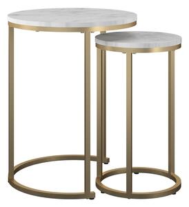 Set di tavolini da salotto rotondi bianchi/dorati con effetto marmo 2 pz ø 45 cm Amelia – CosmoLiving by Cosmopolitan