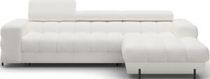 Divano angolare color crema allungabile/con contenitore (con penisola a destra/con chaise lounge) con rivestimento in bouclé Felro – ELTAP