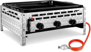 Griglia a gas in acciaio inossidabile - Griglia da tavolo a 3 bruciatori da 12 kW - A gas naturale - Accensione piezoelettrica - Piastra da cottura - Ideale per catering e uso in giardino