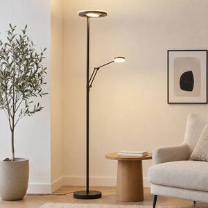 Trio Lighting Lampada da terra con luce lettura Barrie, dimmerabile, Nero, Soggiorno / Sala da pranzo, Metallo, Moderno, Lampada LED da terra