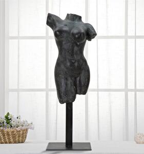 Statuetta di busto di donna in resina ispirata alla scultura classica MUSEUM WOMAN Dimensioni 19x17xh 50 cm- colore nero