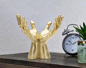 Mani Giunte Dorata Statuetta Dimensioni 25x15xh 24 cm in resina decorata a mano colore Oro Lucido