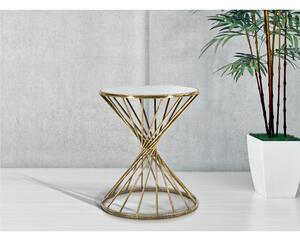 Tavolinetto rotondo in metallo e vetro Dorato , HYPNOS , dimensioni � 42x50 cm piano in vetro incorniciato in un metallo dorato