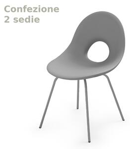 Sedia di design SET 2 Pezzi ispirata alle linee ANNI 50 CANDY in Polietilene Struttura in metallo dimensioni 56x5x58,5x83 cm
