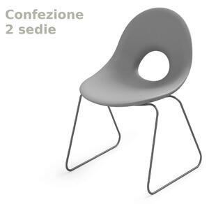Sedia di design con Slitta SET 2 Pezzi ispirata alle linee ANNI 50 CANDY in Polietilene Struttura in metallo dimensioni 58,5x57x79 cm