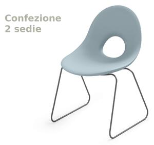 Sedia di design con Slitta SET 2 Pezzi ispirata alle linee ANNI 50 CANDY in Polietilene Struttura in metallo dimensioni 58,5x57x79 cm