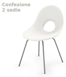 Sedia di design SET 2 Pezzi ispirata alle linee ANNI 50 CANDY in Polietilene Struttura in metallo dimensioni 56x5x58,5x83 cm