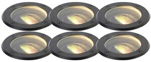 Set di 6 faretti da giardino intelligenti neri orientabili IP65 con LED - Delux