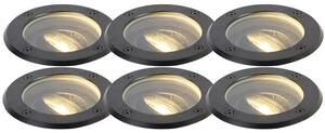 Set di 6 faretti da terra orientabili neri IP65 - Delux
