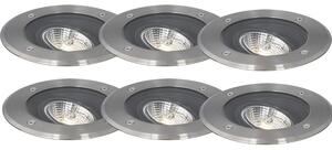 Set di 6 faretti da terra moderni in acciaio AR70 orientabili IP65 - Delux