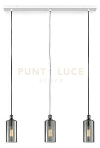 Ebe lampadario a sospensione rettangolare 3 luci fumé e oro montatu