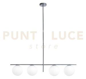 Jugen lampadario soffitto 4 luci vetro bianco montatura ottanio att