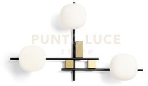 Lingotto applique a parete 3 luci arrotondata opalino struttura ner