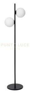 Jugen black lampada da terra 2 luci struttura nera vetro bianco con