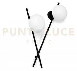 Mikado applique da parete o soffitto 2 luci in metallo nero e vetro