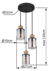 Globo 15707-3HR - Lampadario a sospensione con filo REID 3xE27/15W/230V diametro 27 cm quercia