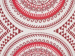 Cuscino in cotone bianco rosso bordeaux 30 x 50 cm imbottitura orientale motivo geometrico fatto a mano Beliani