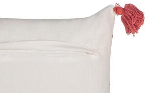 Cuscino in cotone bianco rosso bordeaux 30 x 50 cm imbottitura orientale motivo geometrico fatto a mano Beliani