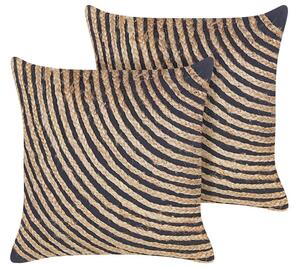 Set di 2 cuscini decorativi juta beige 45 x 45 cm federa boho intrecciata tinta unita Beliani